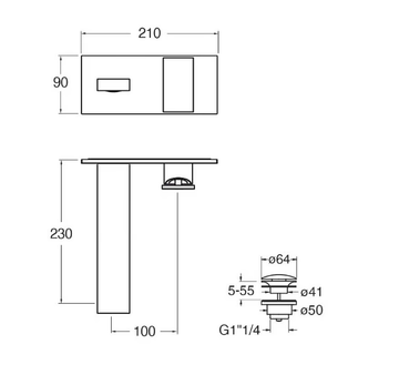 TABULA CRITA258 - Wall-mounted single handle washbasin mixer with plate by CRISTINA Rubinetterie - view 3